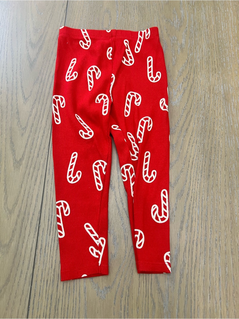 Cat & Jack Red Leggings with White Candy Cane Print